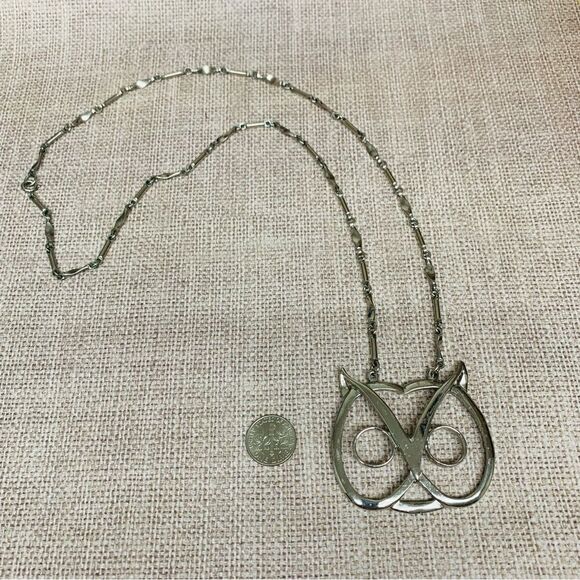 VTG Silver Owl Necklace - Picture 1 of 3